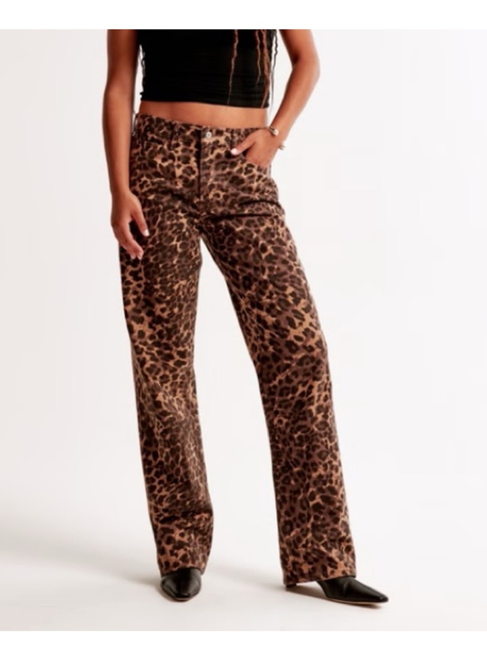 Abercrombie & Fitch Leopard Print The Baggy Low-Rise Jeans - Curve Love 28/6Long